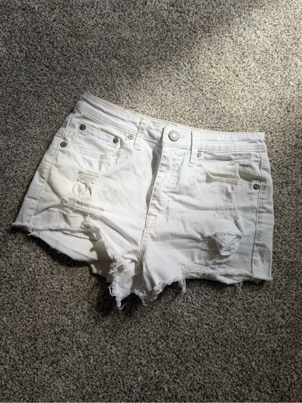 Aeropostale White Distressed Denim Jean Shorts